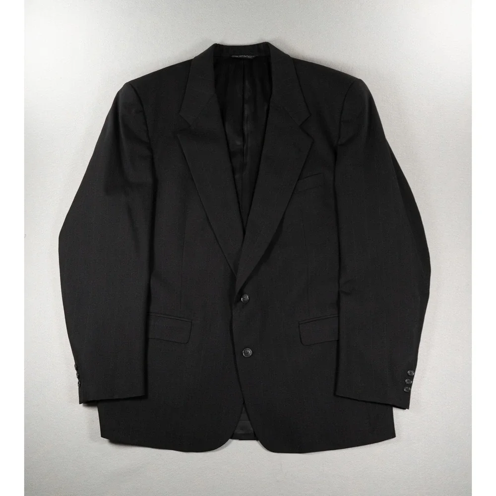 Vintage Christian Dior Monsieur Black 100% Wool Blazer Sport Coat Men's 46R USA
